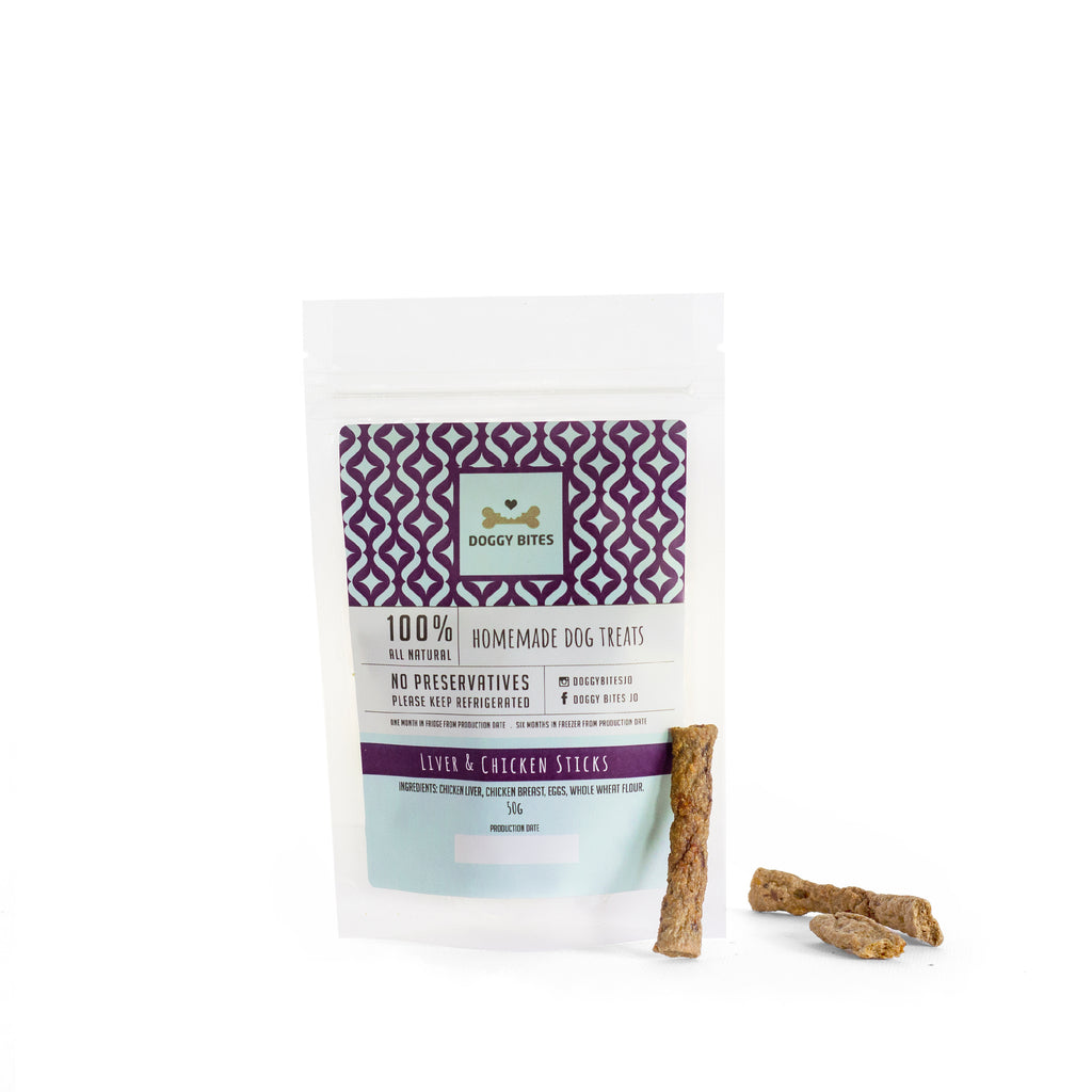 Chicken and liver sticks dog treat – 50g natural chicken and liver dog treats in Amman